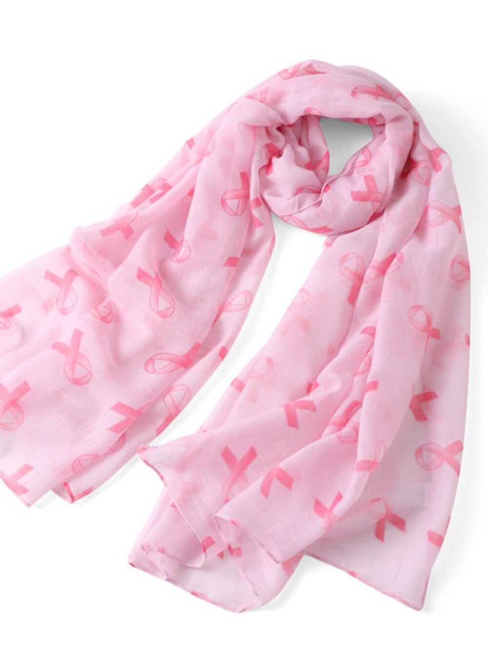 Scarf - Breast Cancer Awareness - Pink On Pink Ribbons- Light weight - NWT - Picture 2 of 6
